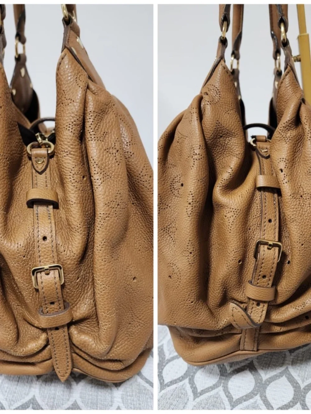 Authentic LOUIS VUITTON Mahina L Hobo Bag Brown